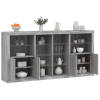 Thumbnail for Sideboard mit LED-Leuchten Grau Sonoma 202x37x100 cm