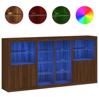 Thumbnail for Sideboard mit LED-Leuchten Braun Eichen-Optik 202x37x100 cm