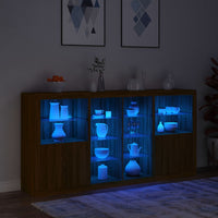 Thumbnail for Sideboard mit LED-Leuchten Braun Eichen-Optik 202x37x100 cm