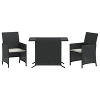 Thumbnail for 3-tlg. Bistro-Set mit Kissen Schwarz Poly Rattan