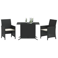 Thumbnail for 3-tlg. Bistro-Set mit Kissen Schwarz Poly Rattan
