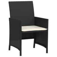 Thumbnail for 3-tlg. Bistro-Set mit Kissen Schwarz Poly Rattan