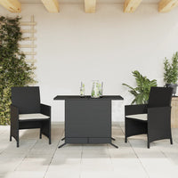 Thumbnail for 3-tlg. Bistro-Set mit Kissen Schwarz Poly Rattan