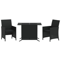 Thumbnail for 3-tlg. Bistro-Set mit Kissen Schwarz Poly Rattan