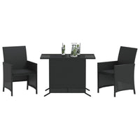 Thumbnail for 3-tlg. Bistro-Set mit Kissen Schwarz Poly Rattan