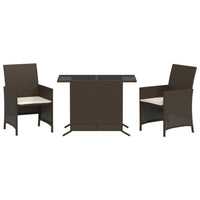 Thumbnail for 3-tlg. Bistro-Set mit Kissen Braun Poly Rattan