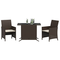 Thumbnail for 3-tlg. Bistro-Set mit Kissen Braun Poly Rattan