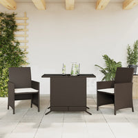 Thumbnail for 3-tlg. Bistro-Set mit Kissen Braun Poly Rattan