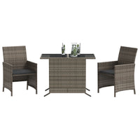 Thumbnail for 3-tlg. Bistro-Set mit Kissen Grau Poly Rattan