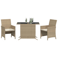 Thumbnail for 3-tlg. Bistro-Set mit Kissen Beige Poly Rattan