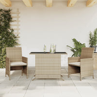 Thumbnail for 3-tlg. Bistro-Set mit Kissen Beige Poly Rattan