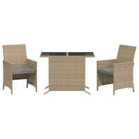 Thumbnail for 3-tlg. Bistro-Set mit Kissen Beigemischung Poly Rattan
