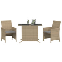 Thumbnail for 3-tlg. Bistro-Set mit Kissen Beigemischung Poly Rattan