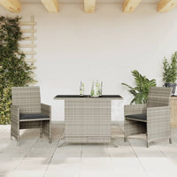 Thumbnail for 3-tlg. Bistro-Set mit Kissen Hellgrau Poly Rattan