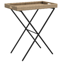 Thumbnail for Tabletttisch Klappbar Beige 65x40x75 cm Poly Rattan