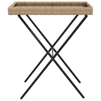 Thumbnail for Tabletttisch Klappbar Beige 65x40x75 cm Poly Rattan