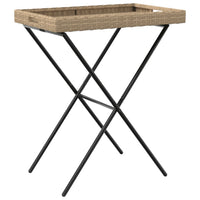 Thumbnail for Tabletttisch Klappbar Beige 65x40x75 cm Poly Rattan