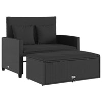 Thumbnail for Gartensofa mit Kissen 2-Sitzer Schwarz Poly Rattan