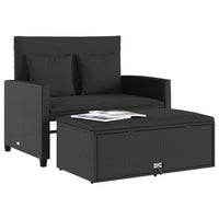 Thumbnail for Gartensofa mit Kissen 2-Sitzer Schwarz Poly Rattan