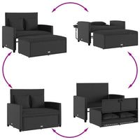 Thumbnail for Gartensofa mit Kissen 2-Sitzer Schwarz Poly Rattan