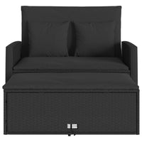 Thumbnail for Gartensofa mit Kissen 2-Sitzer Schwarz Poly Rattan
