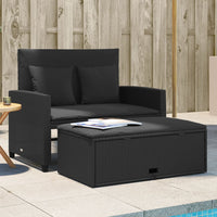 Thumbnail for Gartensofa mit Kissen 2-Sitzer Schwarz Poly Rattan
