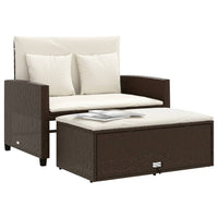 Thumbnail for Gartensofa mit Kissen 2-Sitzer Braun Poly Rattan