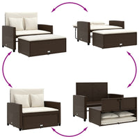 Thumbnail for Gartensofa mit Kissen 2-Sitzer Braun Poly Rattan