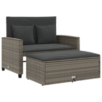 Thumbnail for Gartensofa 2-Sitzer mit Kissen Grau Poly Rattan