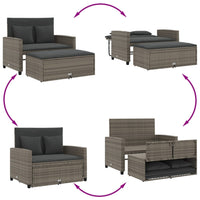 Thumbnail for Gartensofa 2-Sitzer mit Kissen Grau Poly Rattan