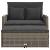 Thumbnail for Gartensofa 2-Sitzer mit Kissen Grau Poly Rattan