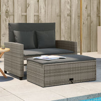 Thumbnail for Gartensofa 2-Sitzer mit Kissen Grau Poly Rattan