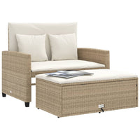 Thumbnail for Gartensofa mit Kissen 2-Sitzer Beige Poly Rattan