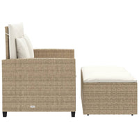Thumbnail for Gartensofa mit Kissen 2-Sitzer Beige Poly Rattan