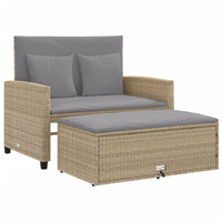 Thumbnail for Gartensofa mit Kissen 2-Sitzer Beige Poly Rattan