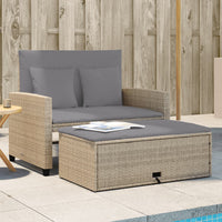 Thumbnail for Gartensofa mit Kissen 2-Sitzer Beige Poly Rattan