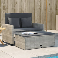 Thumbnail for Gartensofa mit Kissen 2-Sitzer Hellgrau Poly Rattan