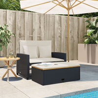 Thumbnail for Gartensofa mit Kissen 2-Sitzer Schwarz Poly Rattan&Akazienholz