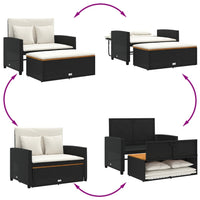 Thumbnail for Gartensofa mit Kissen 2-Sitzer Schwarz Poly Rattan&Akazienholz