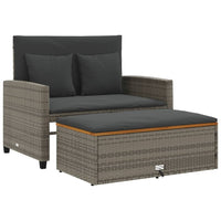 Thumbnail for Gartensofa mit Kissen 2-Sitzer Grau Poly Rattan & Akazienholz