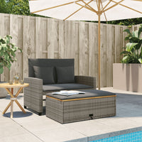 Thumbnail for Gartensofa mit Kissen 2-Sitzer Grau Poly Rattan & Akazienholz