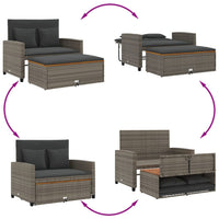 Thumbnail for Gartensofa mit Kissen 2-Sitzer Grau Poly Rattan & Akazienholz