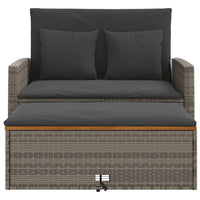 Thumbnail for Gartensofa mit Kissen 2-Sitzer Grau Poly Rattan & Akazienholz
