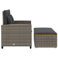 Thumbnail for Gartensofa mit Kissen 2-Sitzer Grau Poly Rattan & Akazienholz