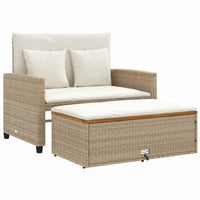Thumbnail for Gartensofa mit Kissen 2-Sitzer Beige Poly Rattan & Akazienholz