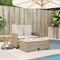 Thumbnail for Gartensofa mit Kissen 2-Sitzer Beige Poly Rattan & Akazienholz