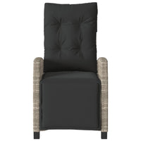 Thumbnail for Gartensessel mit Fußteil 2Stk. Verstellbar Hellgrau Poly Rattan