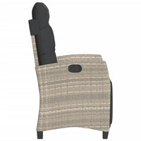 Thumbnail for Gartensessel mit Fußteil 2Stk. Verstellbar Hellgrau Poly Rattan