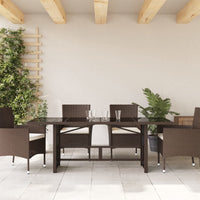 Thumbnail for Gartentisch mit Glasplatte Braun 190x80x74 cm Poly Rattan