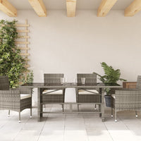 Thumbnail for Gartentisch mit Glasplatte Grau 190x80x74 cm Poly Rattan